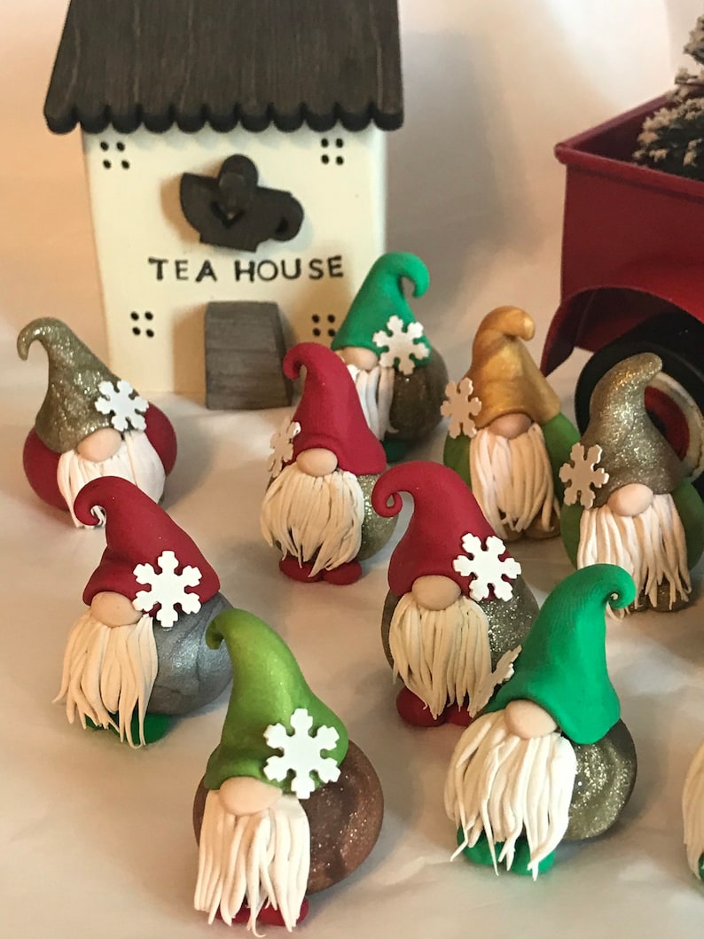 One snowflake christmas gnome one polymer clay gnome  etsy