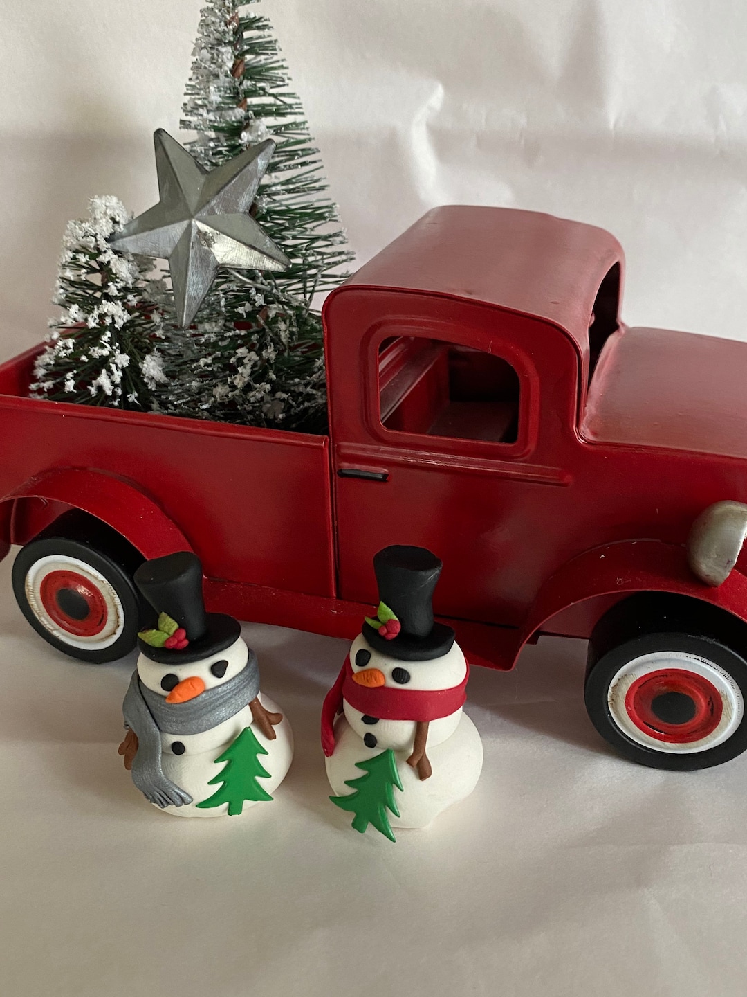 Handmade Miniature Snowmen With Christmas Tree Brads Etsy