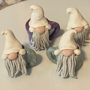 Coffee Mug Gnomes, Polymer Clay Coffee gnomes