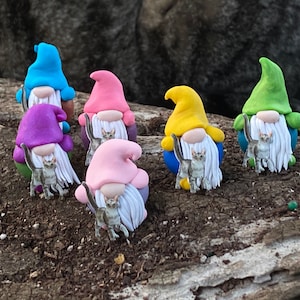 Small Polymer Clay Tabby Cat Gnome