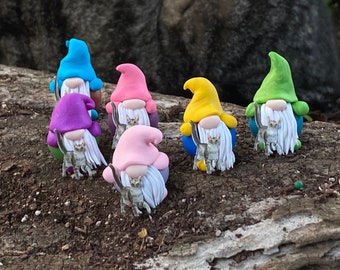 Small Polymer Clay Tabby Cat Gnome