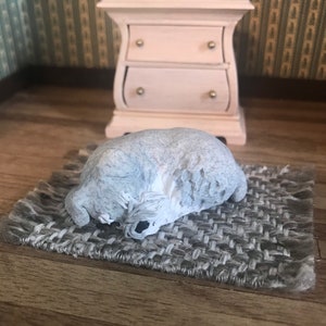 Sleeping Miniature Schnauzer, Pet Memorial, Polymer Clay Dog