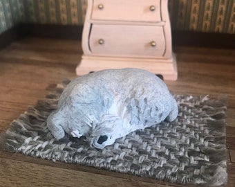Sleeping Miniature Schnauzer, Pet Memorial, Polymer Clay Dog