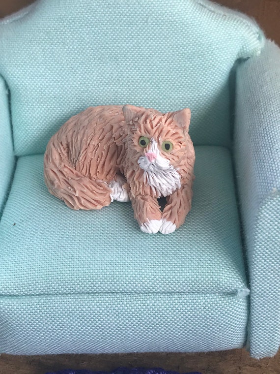 Fairy Garden Long Hair Orange And White Cat Dollhouse Cat Etsy