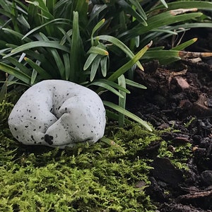 Tiny Faux Concrete polymer clay sleeping Dachshund, pet memorial, fairy garden statue