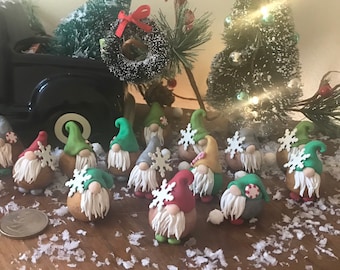One Random Christmas Gnome , one polymer clay gnome creations, gnome, surprise gnome, Christmas Gnome, Christmas Village