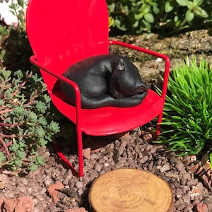 Fairy Garden sleeping Cat, you choose the color, Polymer Clay Sculpture