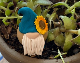 Sunflower Gnome, Polymer Clay Gnome