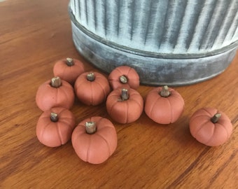 3 Calabazas Populares Primitivas, Calabazas color canela, Arcilla polimérica, Jardín de hadas de otoño, Calabazas de Halloween, Casa de muñecas escala 1:12