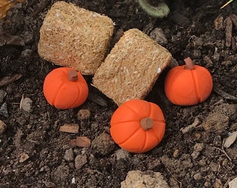 Polymer Clay pumpkins, Orange Pumpkins, 20 assorted sizes, doll house, fairy garden