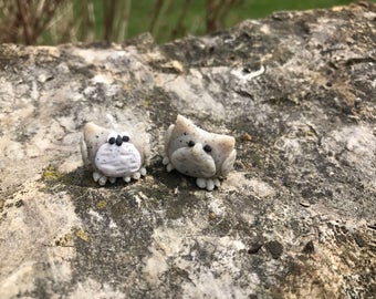 Two Handmade Polymer Clay owls