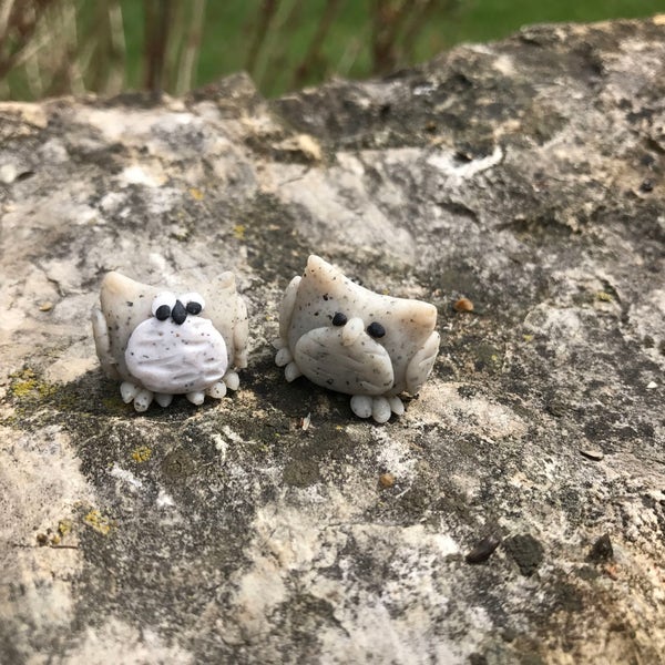 Two Handmade Polymer Clay owls