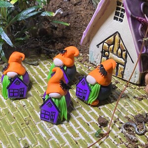 Tiny Spooky Haunted House Polymer Clay Gnome