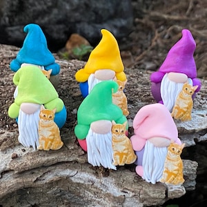 Small Polymer Clay Orange Tabby  Cat Gnome
