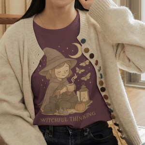 Witchful Thinking T-Shirt | Witchy Halloween Vibes Tee image 4