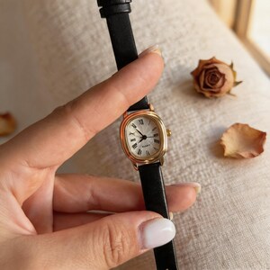 Dainty Black Leather Womens Watch - Etsy display picture 1