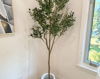Artificial Olive Tree 6ft- Lifelike Artificial Plant for Indoor Home Decor | Tall Mediterranean Greenery
