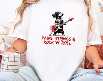 Rock Hund T-Shirt, lustige Dackel Gitarre Tee, Musiker Geschenk