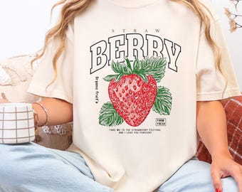 Strawberry Berry Shirt, Vintage Strawberry Graphic Tee, Farm Fresh Fruit Shirt, Summer Aesthetic T Shirt, Comfort Colors Tee