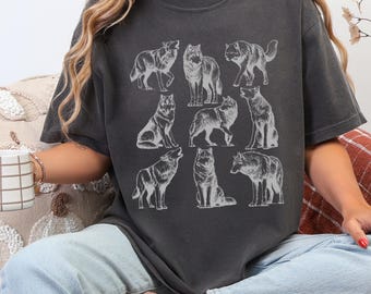 Vintage jaren 90 Wolf Graphic Comfort Colors T-shirt