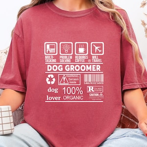 Funny Dog Groomer T-Shirt, Sarcastic Coffee Barcode Design