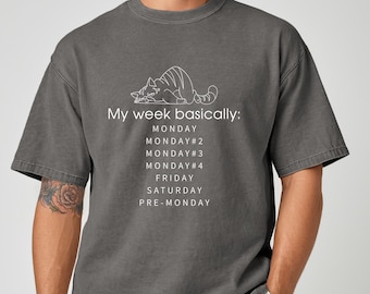 Rolig kattvecka-t-shirt, lat katthumor, sarkastisk vardagströja