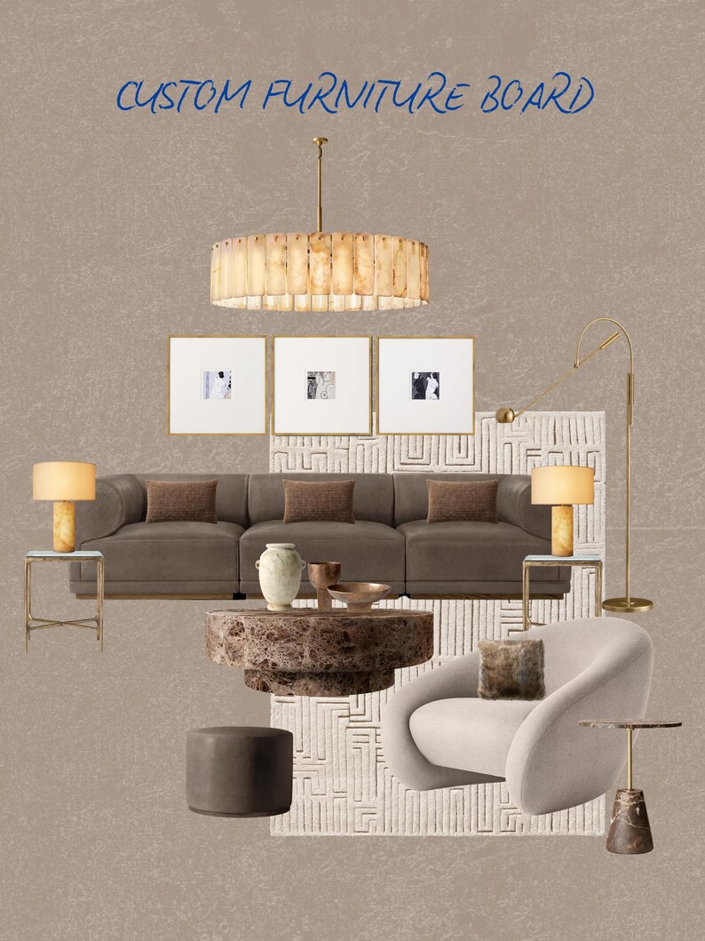 Custom Interior Mood Board | Shoppable Furniture Links | Digital ...