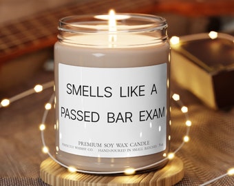 Smells like a Passed Bar Exam Candle Gift Law School Graduation Achievement Celebration Funny Surprise Gift For New Future Lawyer Humor