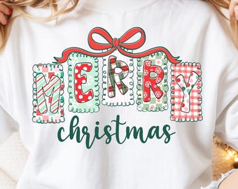 Merry Christmas Preppy Christmas Tree PNG, Coquette Merry Christmas Bow PNG, Cute Christmas Shirt Design, Preppy Holiday Bow Sublimation PNG