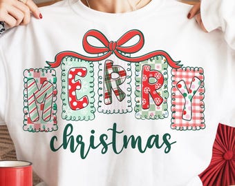 Merry Christmas Preppy Christmas Tree PNG, Coquette Merry Christmas Bow PNG, Cute Christmas Shirt Design, Preppy Holiday Bow Sublimation PNG