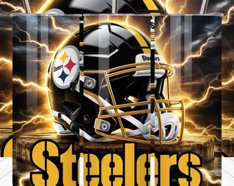 Best Selling Steelers 20oz Tumbler Wrap PNG | Football Sport Mascot Sublimation Tumbler | Football Team 20oz Skinny Tumbler Wrap | Tumbler