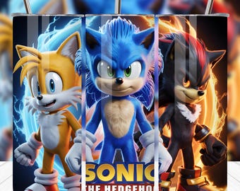 Hedgehog Tumbler Wrap Bundle PNG, 20oz Skinny Tumbler Sublimation, Sonic & Shadow Birthday Tumbler, Digital Download, Instant PNG File