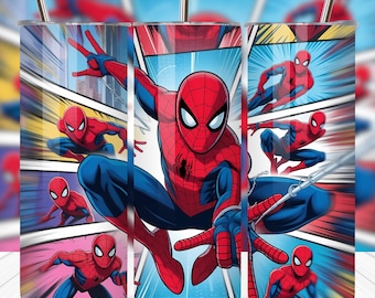 Spiderman 20oz Tumbler Wrap PNG | Superhero Skinny Tumbler Sublimation Design | Cartoon Character Cup Wrap | SpiderMan Digital Download File