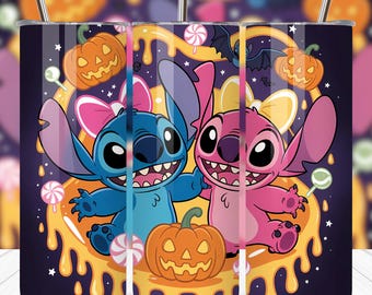 Stitch Tumbler Wrap PNG Sublimation, Lilo And Stich 20oz Tumbler Wrap, Cute 90s Cartoon Character Drink Design, Halloween Tumbler Wrap