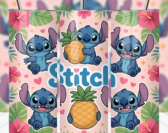 Stitch Tumbler Wrap PNG Sublimation, Lilo And Stich 20oz Tumbler Wrap, Cute 90s Cartoon Character Drink Design, Digital Download Clipart