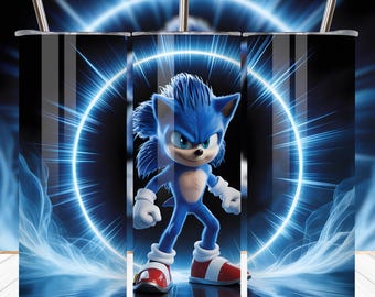 Hedgehog Tumbler Wrap Bundle PNG, 20oz Skinny Tumbler Sublimation, Sonic & Shadow Birthday Tumbler, Digital Download, Instant PNG File