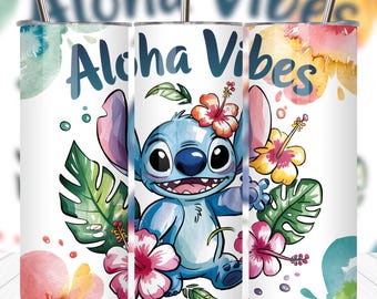 Vaso de acuarela con diseño floral de puntada mágica PNG / Diseño de vaso delgado de sublimación de 20 oz / Sublimación floral de puntada linda / Descarga digital