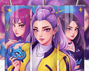 Best Selling K-Pop Style Girl Group Tumbler Wrap PNG | Huntrix Tumbler Wrap Design | K-Pop png | Gift for Music Lover | Cute K-Pop Girls PNG