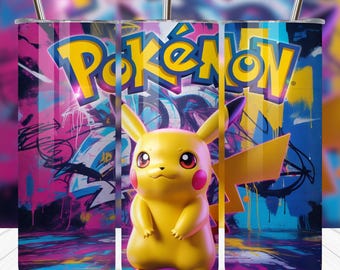 Pikachu Pokémon Tumbler Wrap | 20oz Skinny Tumbler Sublimation Design | Cartoon Characters PNG | Tumbler Wrap PNG | Digital Download