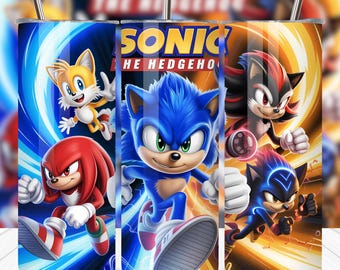 Hedgehog Tumbler Wrap Bundle PNG, 20oz Skinny Tumbler Sublimation, Sonic & Shadow Birthday Tumbler, Digital Download, Instant PNG File