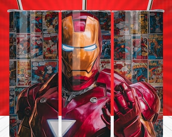 Emballage de gobelet de super-héros PNG | Modèle fin pour sublimation, 20 oz | Conception de gobelet | Emballage à téléchargement numérique pour sublimation