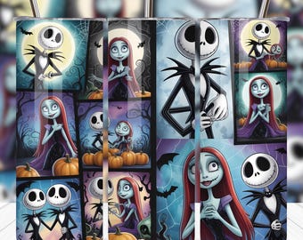 Halloween Cartoon Charaktere Tumbler Wrap Design | 20 Unzen Tumbler Wrap Design | Meistverkaufte Tumbler Wrap Design | Digitaler Download