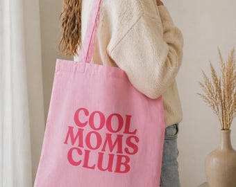 Cool Moms Club Shopper Tasche | Mom Bag | Einkaufstasche für Mamas | Geschenk für Mama | Canvas Tote Rosa rot pink