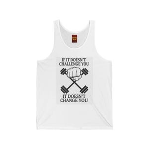 Inspirerende sportschooltanktop, unisex-jerseytanktop, motiverend citaat mouwloos shirt, trainingstanktop