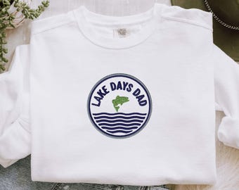 Lake Days Dad Embroidered Comfort Colors Sweatshirt, Bass Fishing Dad Gift, Father's Day Lake Life Sweater for Him