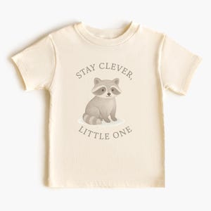Woodland Raccoon Baby Onesie | Stay Clever Little One Bodysuit | Neutral Forest Animal Infant Outfit