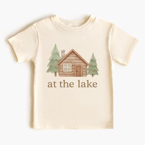 Rustic Lake Cabin Kids T-Shirt: Watercolor Cottagecore Tee