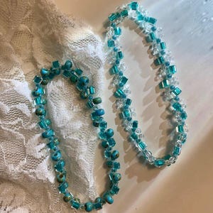 Blue Green Seed Bead Bracelet: Handmade Boho Stacking Jewelry