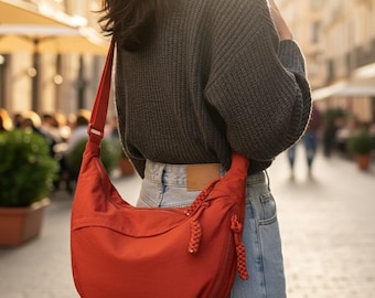 porté épaule en toile | Sac à bandoulière moyen unisexe | Sac à main décontracté en toile pour le voyage, le travail et un usage quotidien | Cadeau pour elle ou pour lui