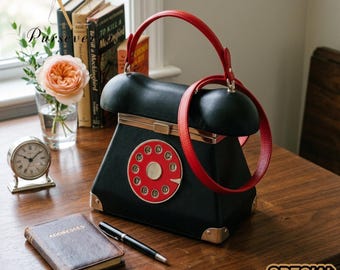 Bolsa de couro vintage para celular | Bolsa retrô para celular feminina | Bolsa de ombro original em couro envernizado | Presente fashion exclusivo